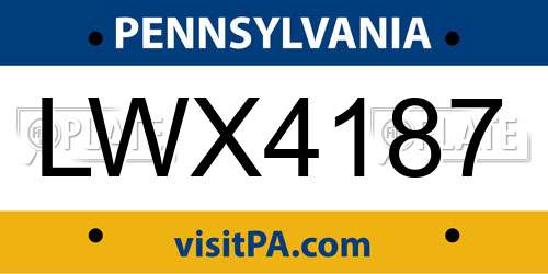 LWX4187 Pennsylvania License Plate