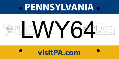 LWY64 Pennsylvania License Plate