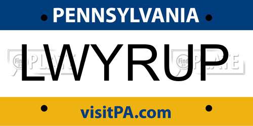 LWYRUP Pennsylvania License Plate
