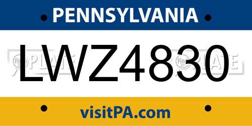 LWZ4830 Pennsylvania License Plate