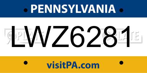 LWZ6281 Pennsylvania License Plate