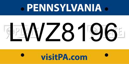 LWZ8196 Pennsylvania License Plate