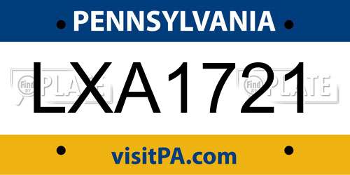 LXA1721 Pennsylvania License Plate
