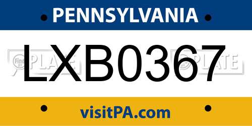 LXB0367 Pennsylvania License Plate