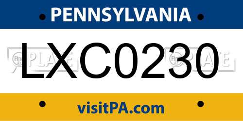 LXC0230 Pennsylvania License Plate