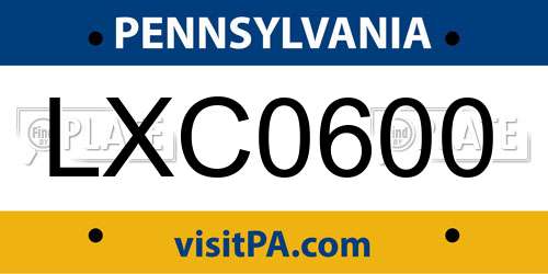LXC0600 Pennsylvania License Plate