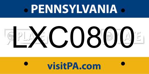 LXC0800 Pennsylvania License Plate