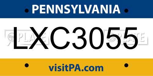 LXC3055 Pennsylvania License Plate