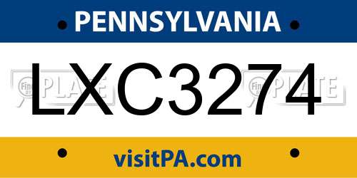 LXC3274 Pennsylvania License Plate
