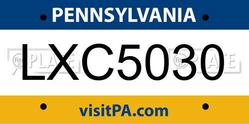 LXC5030 Pennsylvania License Plate