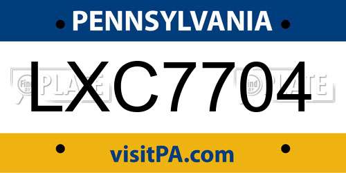 LXC7704 Pennsylvania License Plate