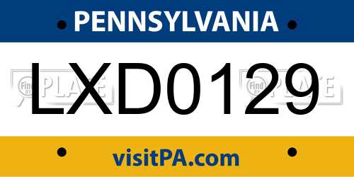 LXD0129 Pennsylvania License Plate