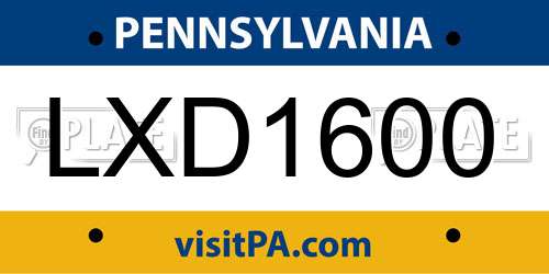 LXD1600 Pennsylvania License Plate