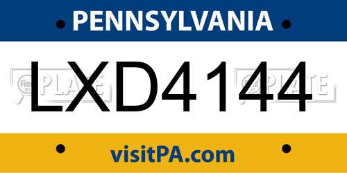 LXD4144 Pennsylvania License Plate