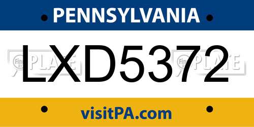 LXD5372 Pennsylvania License Plate