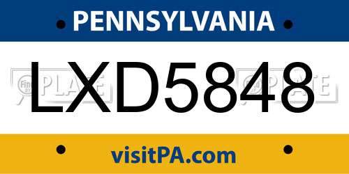 LXD5848 Pennsylvania License Plate
