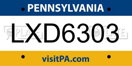 LXD6303 Pennsylvania License Plate