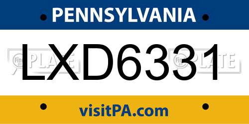 LXD6331 Pennsylvania License Plate