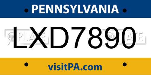 LXD7890 Pennsylvania License Plate