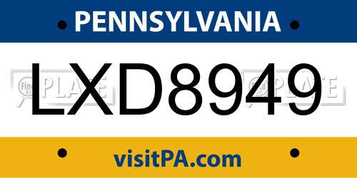 LXD8949 Pennsylvania License Plate