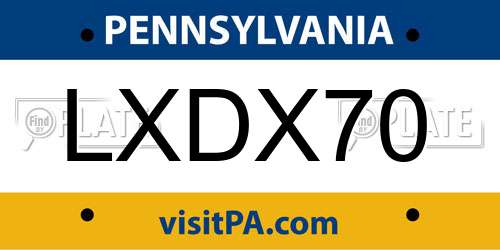 LXDX70 Pennsylvania License Plate