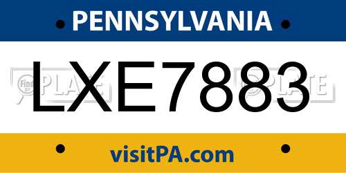LXE7883 Pennsylvania License Plate