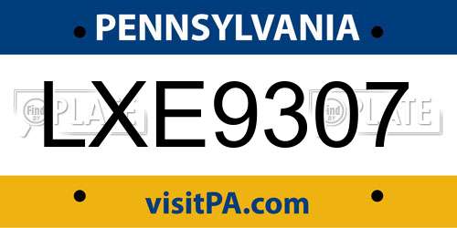 LXE9307 Pennsylvania License Plate