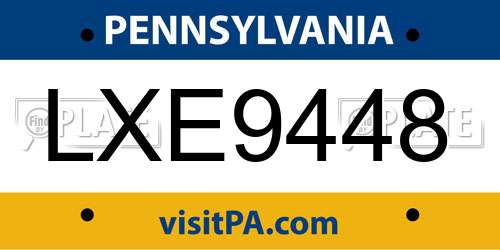 LXE9448 Pennsylvania License Plate