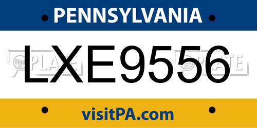 LXE9556 Pennsylvania License Plate