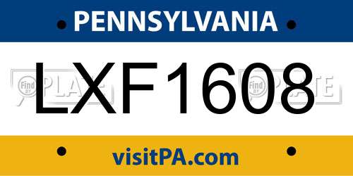 LXF1608 Pennsylvania License Plate