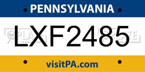 LXF2485 Pennsylvania License Plate