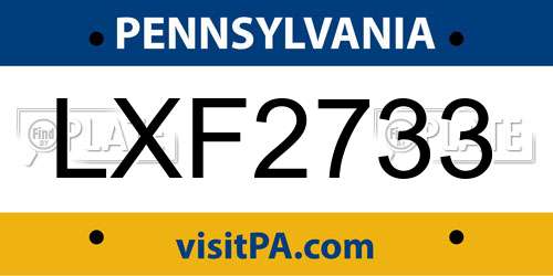 LXF2733 Pennsylvania License Plate