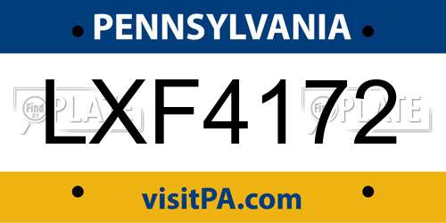 LXF4172 Pennsylvania License Plate
