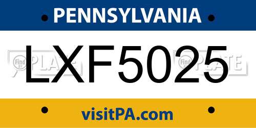 LXF5025 Pennsylvania License Plate