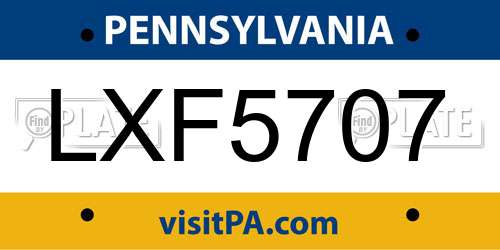 LXF5707 Pennsylvania License Plate