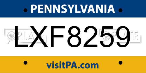 LXF8259 Pennsylvania License Plate