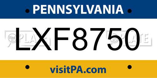 LXF8750 Pennsylvania License Plate