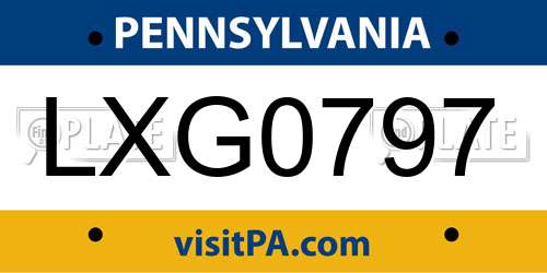 LXG0797 Pennsylvania License Plate
