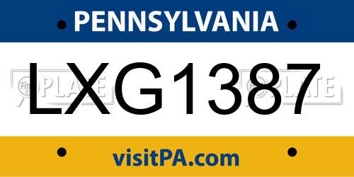 LXG1387 Pennsylvania License Plate