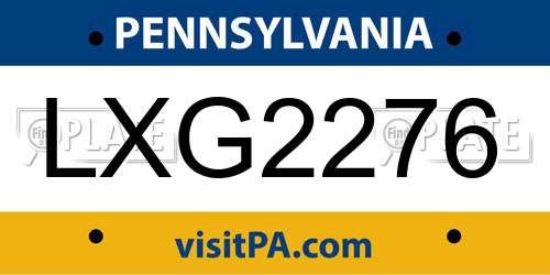 LXG2276 Pennsylvania License Plate