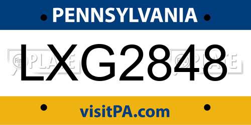 LXG2848 Pennsylvania License Plate