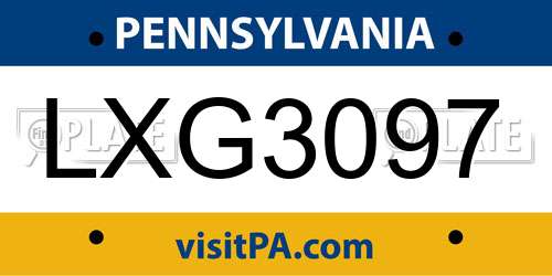 LXG3097 Pennsylvania License Plate