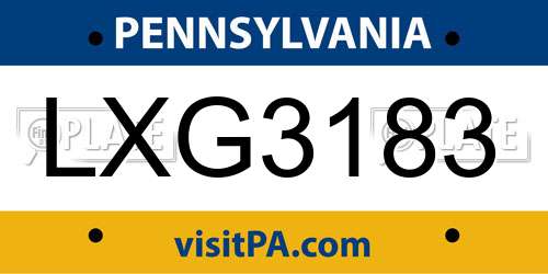 LXG3183 Pennsylvania License Plate