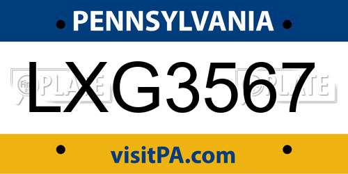 LXG3567 Pennsylvania License Plate