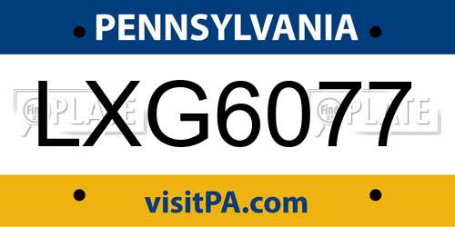 LXG6077 Pennsylvania License Plate