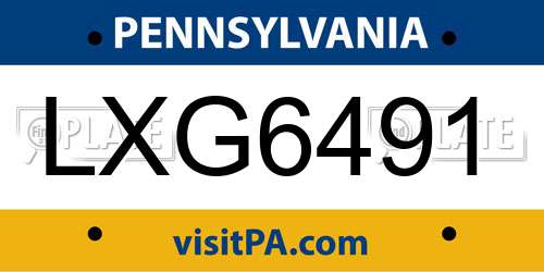 LXG6491 Pennsylvania License Plate