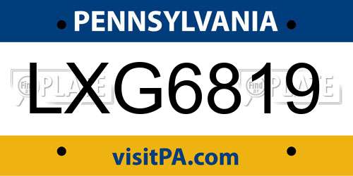 LXG6819 Pennsylvania License Plate