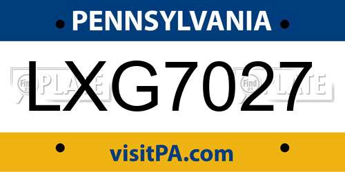 LXG7027 Pennsylvania License Plate