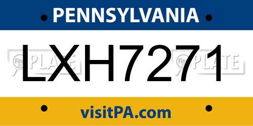 LXH7271 Pennsylvania License Plate