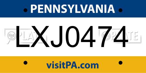 LXJ0474 Pennsylvania License Plate